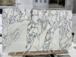 Italian Arabescato White marble slab with elongated grey veining
