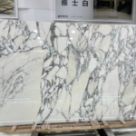 Italian Arabescato White marble slab with elongated grey veining