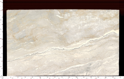 Aus Dream Marble slab showing a diagonal white and grey vein through an ivory background