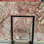 Blush Petals marble slab with rose-pink and cream fragment-like pattern
