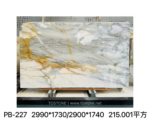 Calacatta Borghini marble slab with broad grey bands, white areas and rich golden accents