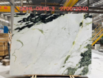China Snow Green Marble slab with fine gray lines, pale green accents and dark green edge patterns