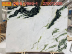 China Snow Green Marble slab with a broad white center framed by deep green and gray veining