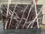 Espresso Vein marble slab bundle with broad white bands across chocolate-brown areas