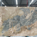 Italian Ceppo Breccia marble slab with broad blue-grey areas and warm beige veining
