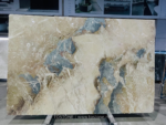 Italian Ceppo Breccia marble slab with pale beige and blue-grey interlocking areas