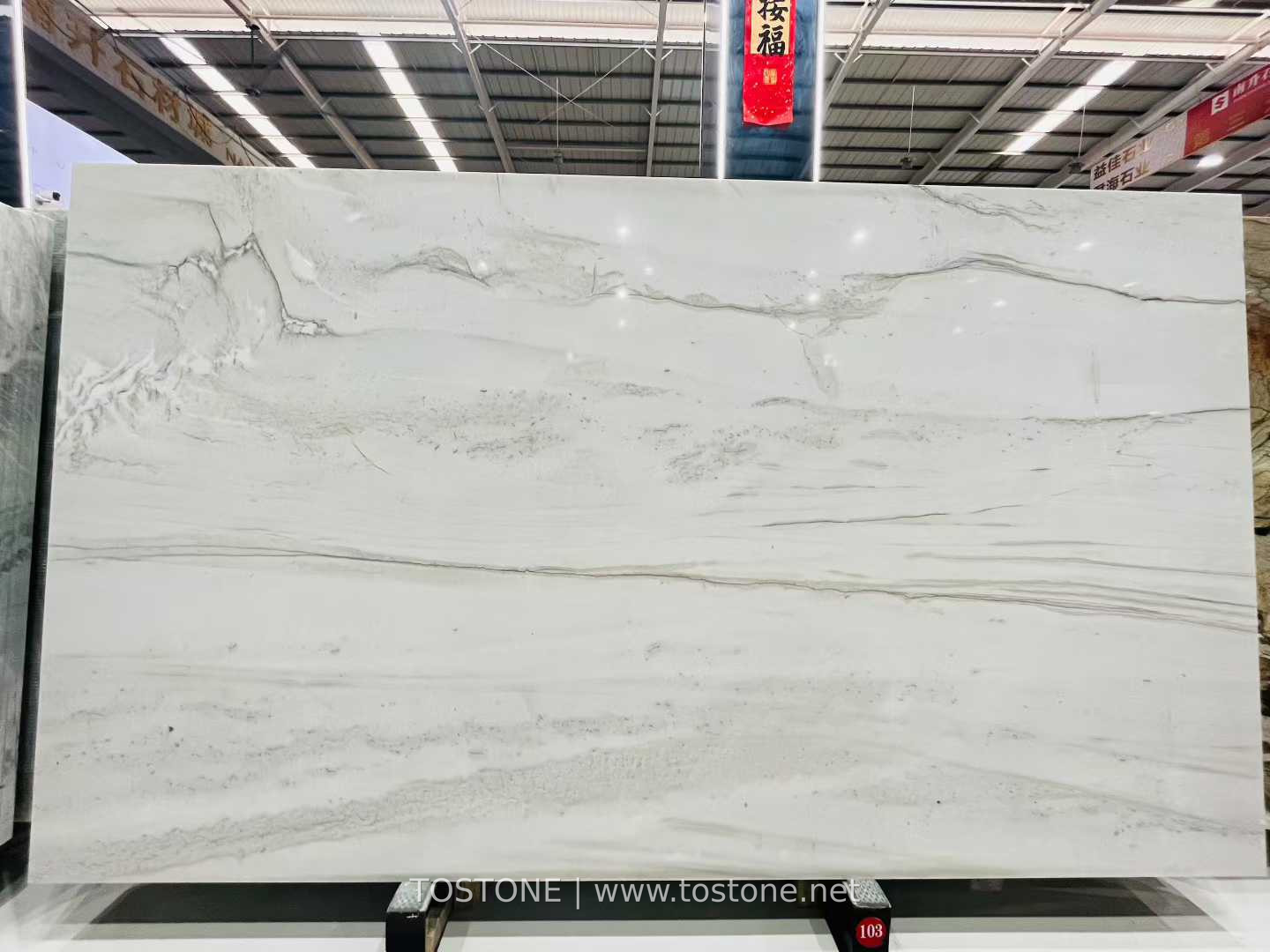mont-blanc-quartzite-slab-02-tostone Mont Blanc quartzite slab with subtle horizontal grey lines