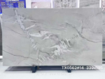 Mont Blanc quartzite slab with expressive branching white and grey movement