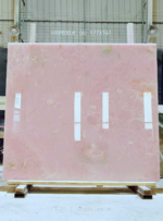 Upright Pink Onyx Marble Slab with pale pink and delicate beige markings