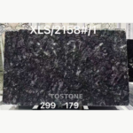 Dark Platinum Diamond stone slab with dense silver-grey swirls and scattered pale highlights
