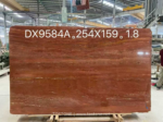 Front view of Red Travertine slab with warm horizontal bands