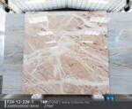 Upright Rosa Picasso marble slab with interwoven cream and pink patterns