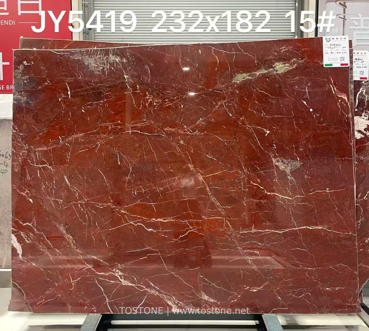 rouge-du-roi-marble-slab-01-tostone Rouge du Roi marble slab with deep red-brown tones and fine pale veins