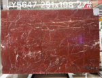 Rouge du Roi marble slab with red background and branching cream veins