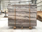 Iranian Silver Travertine slab bundle with contrasting vein-cut bands