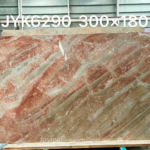 Weimi Pink marble slab with diagonal rose and pale grey-green bands